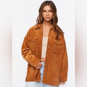 Women's Corduroy Button-Front Shacket in Ginger Medium